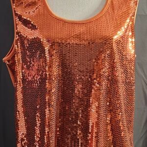 Sassy Tangerine 🍊 Color Sequin Top by "Slinky" - Sz, 1X